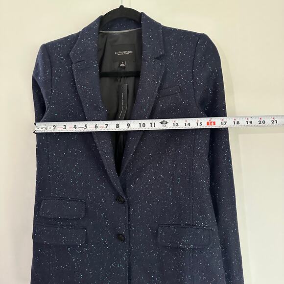 NEW Banana Republic Speckled Navy Single Breasted Hcking Collared Jacket Blazer - Picture 8 of 9